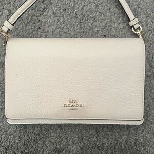 Hayden Coach Pebbled Leather Foldover Clutch Wallet on Chain Crossbody
